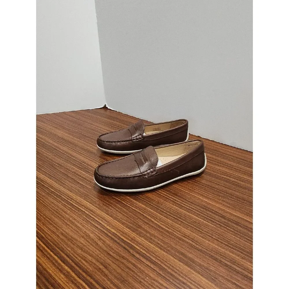 Driver Club USA Unisex-Child Leather Loafer Naples Brown‎ size 2 US NWOB
